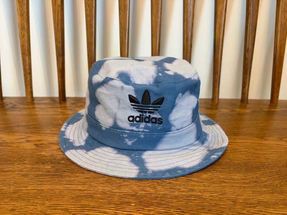 Adidas Originals Bleach Dye Bucket Hat Blue White Trefoil Logo OSFM